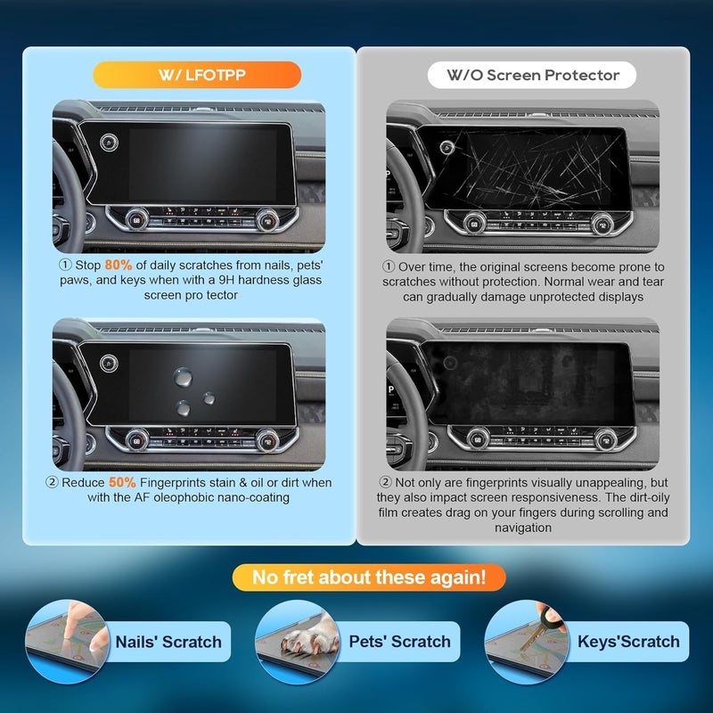 LFOTPP For 2025 2026 Chevrolet Colorado Screen Protector - 2023-2026 Colorado (Z71/ZR2) 11.3 Inch Touchscreen [Matte Glass] 2023-2026 Colorado Accessories Anti-Glare Matte 9H Hardness Tempered Glass - Image 4